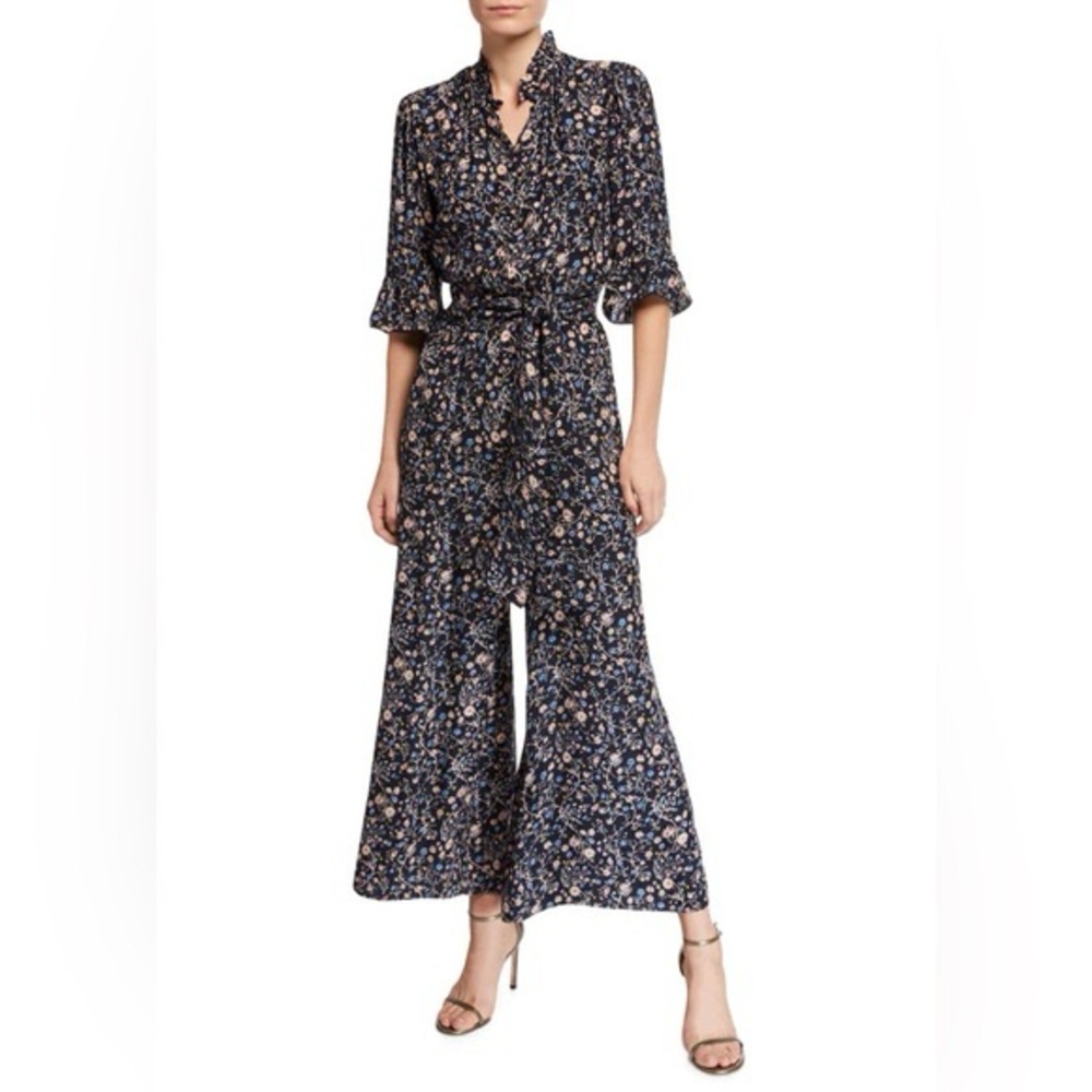 Rebecca Taylor Vivianna Floral-Print Silk Jumpsuit Size 8